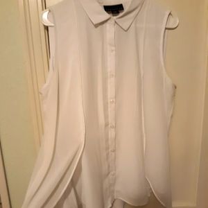 Attention Button Up Sleeveless Blouse